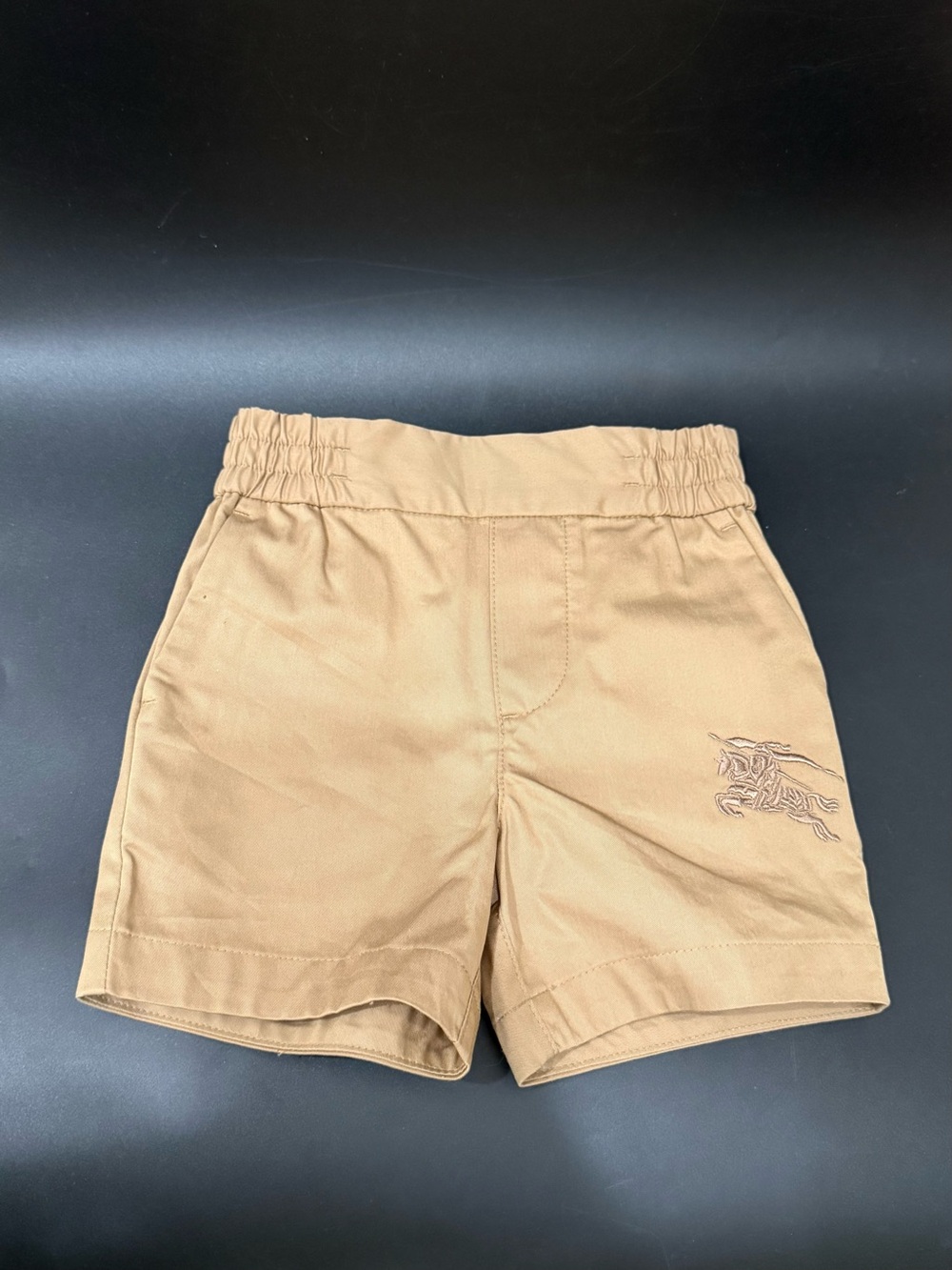 BURBERRY Boy's Romeo Embroidered Logo Khaki Tan Chino Boy’s Shorts Size 12M - Picture 2 of 15